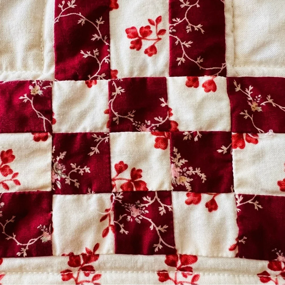 Bespoke Handmade Embroidered Hot Air Balloon Cotton Wall-Hanging Quilt.